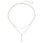 Lc Lauren Conrad Stick Pendant & Beaded Double-strand Necklace, Women's, Pink