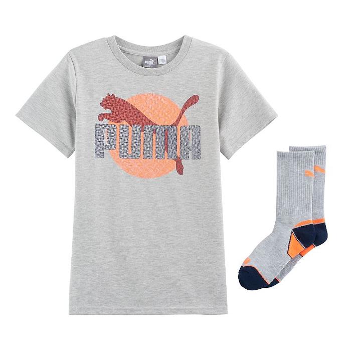 Boys 8-20 Puma Circle Tee & Socks, Size: Small, Grey Other