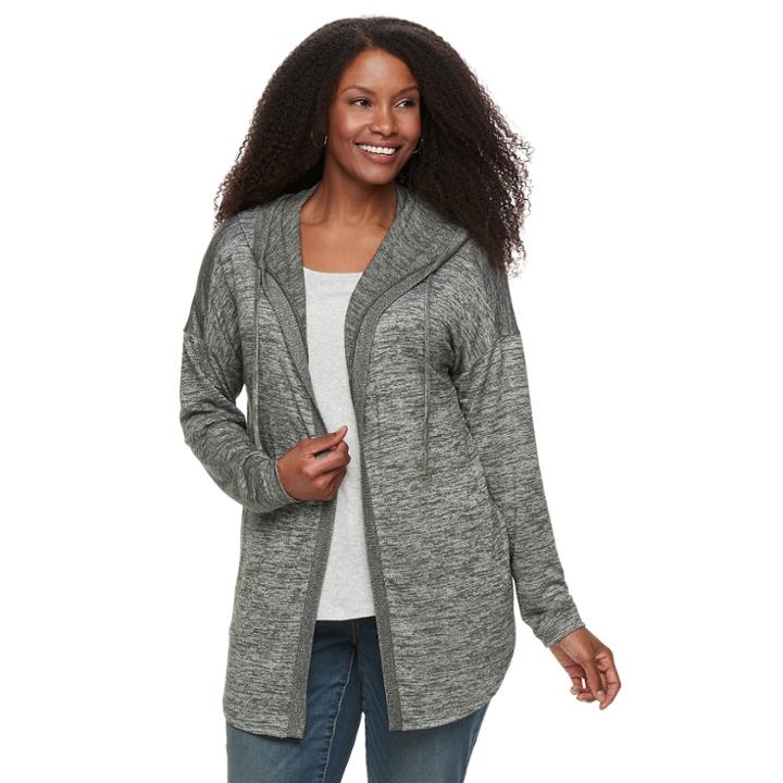 Plus Size Sonoma Goods For Life™ Hooded Cardigan, Women's, Size: 3xl, Med Green