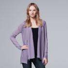 Women's Simply Vera Vera Wang Flyaway Cardigan, Size: Medium, Med Purple