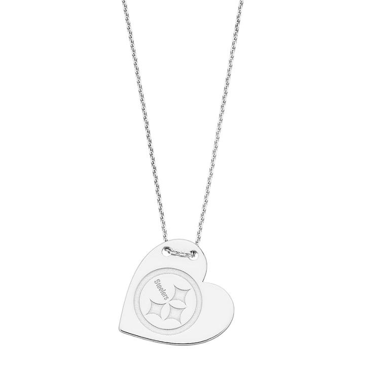 Sterling Silver Pittsburgh Steelers Heart Pendant Necklace, Women's, Size: 18, Grey