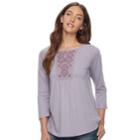 Women's Sonoma Goods For Life&trade; Embroidered Yoke Top, Size: Small, Med Purple