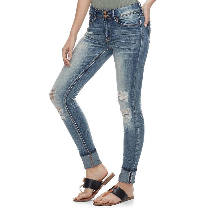 Juniors' Indigo Rein Ripped Ankle Jeans, Teens, Size: 11, Dark Blue