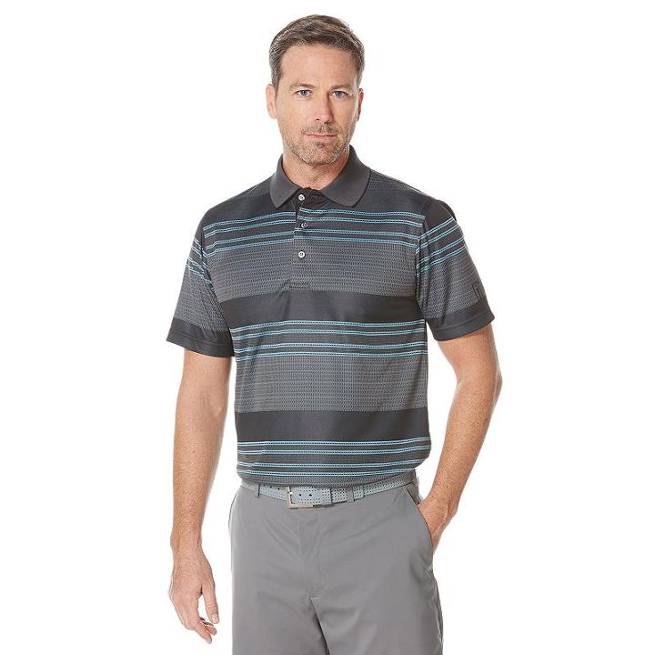 Men's Grand Slam Classic-fit Striped Jacquard Driflow Performance Golf Polo, Size: Small, Oxford