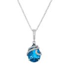 Blue Topaz & 1/10 Carat T.w. Diamond 10k White Gold Pendant Necklace, Women's, Size: 18