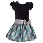 Girls 4-6x Jessica Ann Short Sleeve Velvet Dress, Size: 5, Turquoise/blue (turq/aqua)