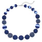 Blue Thread Wrapped Bead Necklace, Women's