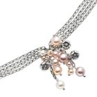 Lyric Sterling Silver Freshwater Cultured Pearl And Diamond Accent Flower Cluster Multistrand Bracelet, Women's, Multicolor