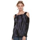 Women's Rock & Republic&reg; Cold-shoulder Grommet Sweater, Size: Small, Grey