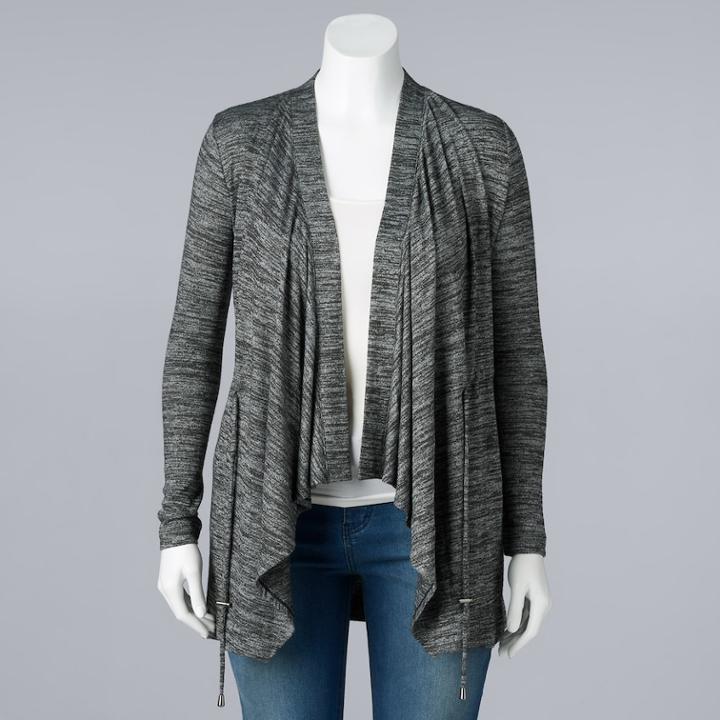 Women's Simply Vera Vera Wang Draped Open-front Cardigan, Size: Medium, Dark Grey