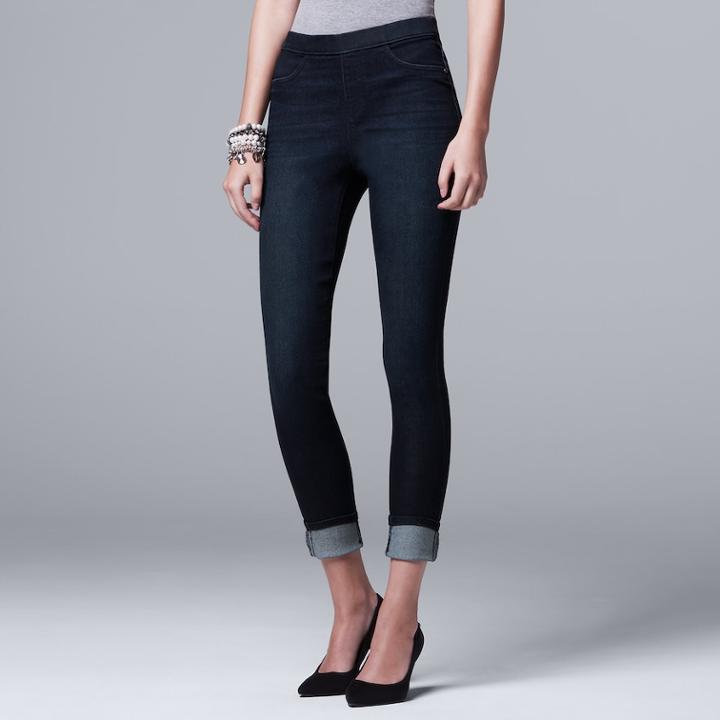 Petite Simply Vera Vera Wang Pull-on Jeggings, Women's, Size: 16 Petite, Dark Blue