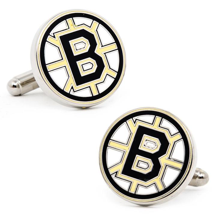 Boston Bruins Rhodium-plated Cuff Links, Men's, Multicolor