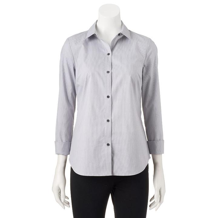 Women's Apt. 9&reg; Structured Shirt, Size: Medium, Grey (charcoal)