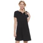 Women's Sonoma Goods For Life&trade; Henley T-shirt Dress, Size: Medium, Black