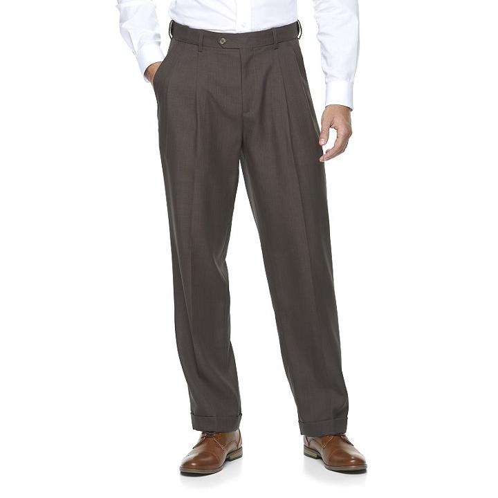 Men's Croft & Barrow&reg; Essential Classic-fit Pleated Dress Pants, Size: 40x29, Brown Oth
