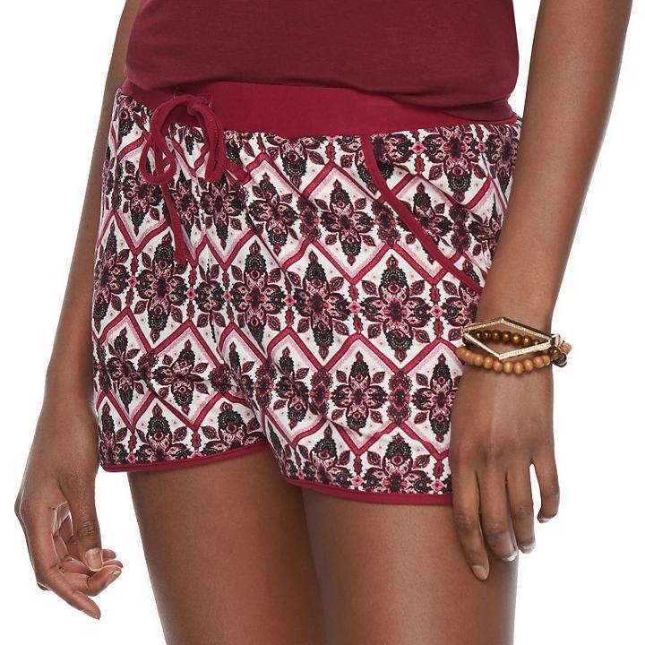 Juniors' Pink Republic Peached Drawstring Soft Shorts, Teens, Size: Medium, Purple Oth