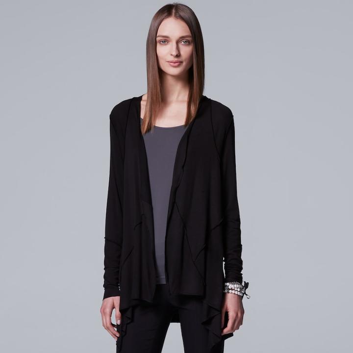 Women's Simply Vera Vera Wang Textured Handkerchief Cardigan, Size: Medium, Black