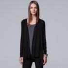 Women's Simply Vera Vera Wang Textured Handkerchief Cardigan, Size: Medium, Black