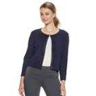 Women's Nina Leonard Embellished Crop Cardigan, Size: Small, Blue (navy)