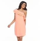 Women's Apt. 9&reg; Ruffle One-shoulder Shift Dress, Size: Xl, Brt Orange