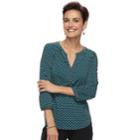 Women's Dana Buchman Knit Henley Top, Size: Xl, Dark Blue