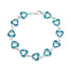 Lab-created Opal Sterling Silver Reversible Heart Bracelet, Women's, Size: 7, Blue