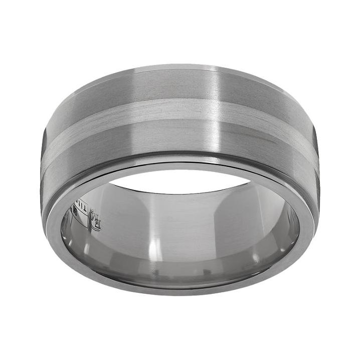 Sti By Spectore Gray Titanium And Sterling Silver Band - Men, Size: 9.50, Grey