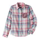 Girls 7-16 & Plus Size So&reg; Shine Plaid Button-down Shirt, Girl's, Size: 20 1/2, Brt Pink