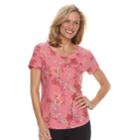 Women's Croft & Barrow&reg; Textured Floral Scoopneck Tee, Size: Small, Med Pink