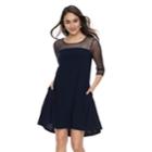 Women's Nina Leonard Mesh Yoke Trapeze Dress, Size: Medium, Blue (navy)