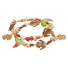 Beaded Leaf Charm Stretch Bracelet Set, Women's, Multicolor