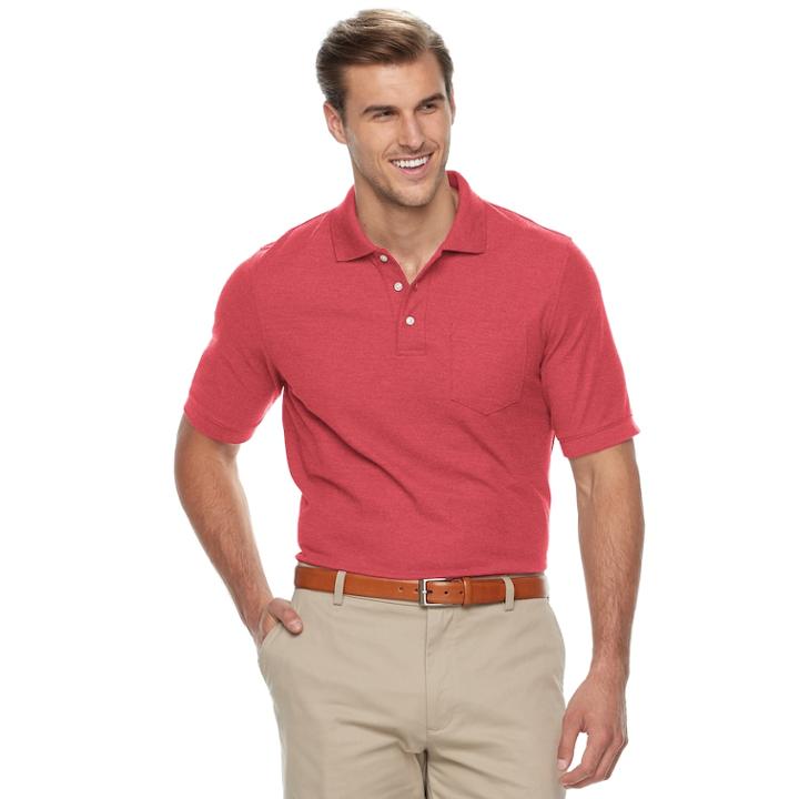 Big & Tall Croft & Barrow&reg; Classic-fit Easy-care Pique Performance Pocket Polo, Men's, Size: L Tall, Dark Pink