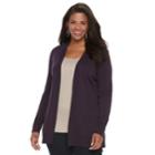 Plus Size Croft & Barrow&reg; Essential Open-front Cardigan, Women's, Size: 1xl, Drk Purple