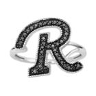 Sterling Silver 1/4-ct. T.w. Black Diamond Initial Ring, Women's, Size: 8