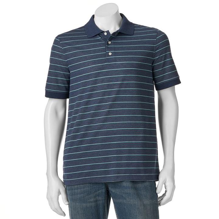 Men's Croft & Barrow&reg; Cool & Dry Classic-fit Striped Performance Polo, Size: Xl, Dark Blue
