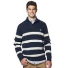 Men's Chaps Classic-fit Striped Mockneck Twist Sweater, Size: Xl, Blue (navy)