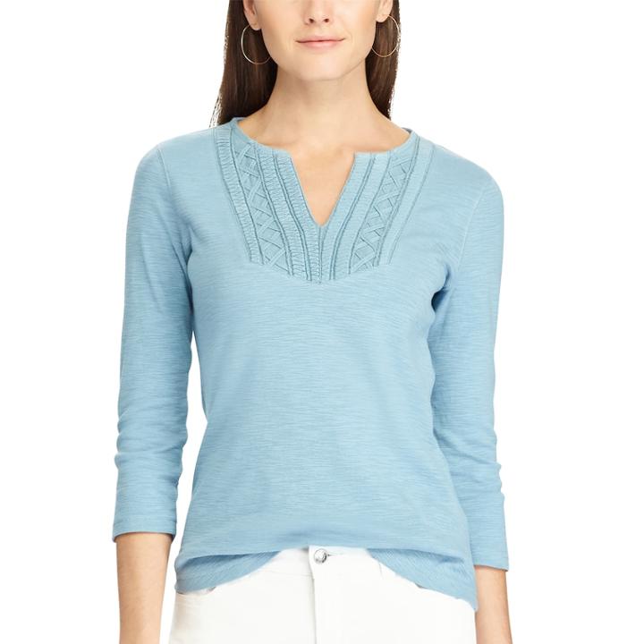 Women's Chaps Textured Splitneck Top, Size: Xs, Blue