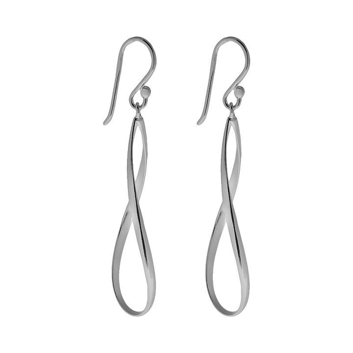 Sterling Silver Twist Oval Drop Earrings, Women's, Grey