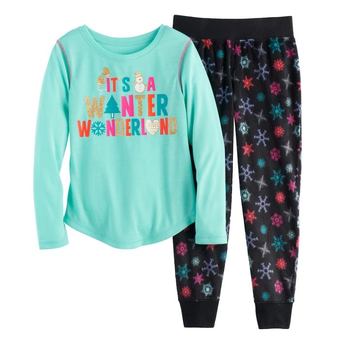 Girls 4-14 So® Holiday Handkerchief Hem Tunic & Thermal Fleece Leggings Set, Size: M(10), Turquoise/blue (turq/aqua)