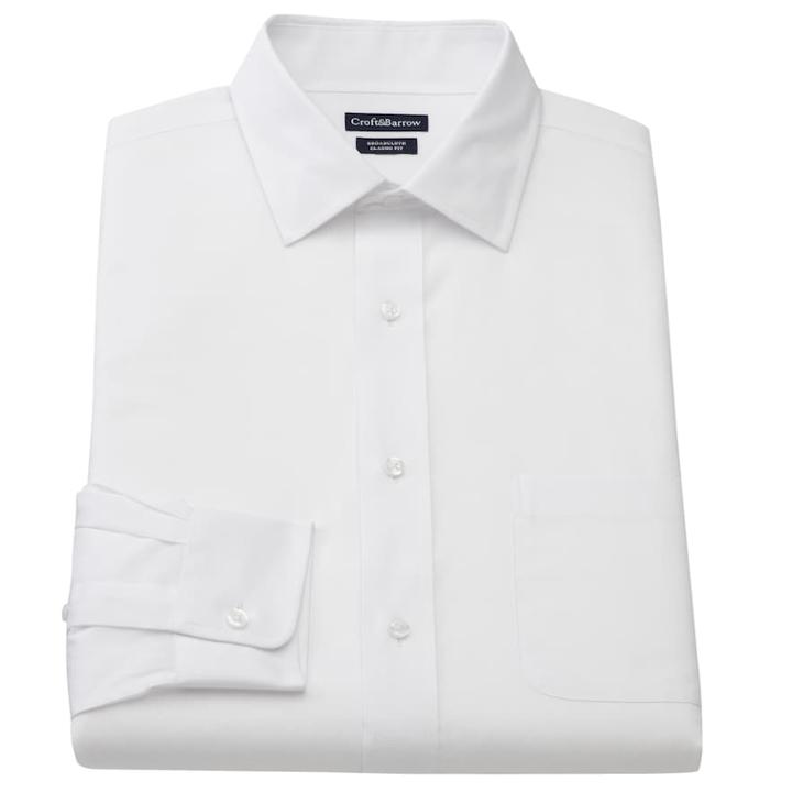 Men's Croft & Barrow&reg; Slim-fit Easy Care Spread-collar Dress Shirt, Size: 17-32/33, White