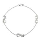 Diamond Splendor Sterling Silver Crystal And Diamond Accent Infinity Bracelet, Women's, Size: 7.50, White