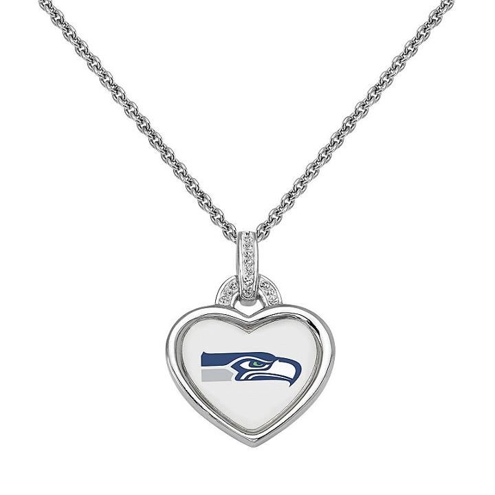 Seattle Seahawks Heart Pendant Necklace, Women's, Size: 18, White