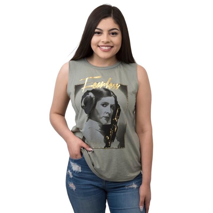 Juniors' Star Wars Princess Leia Fearless Tank, Teens, Size: Xs, Dark Green
