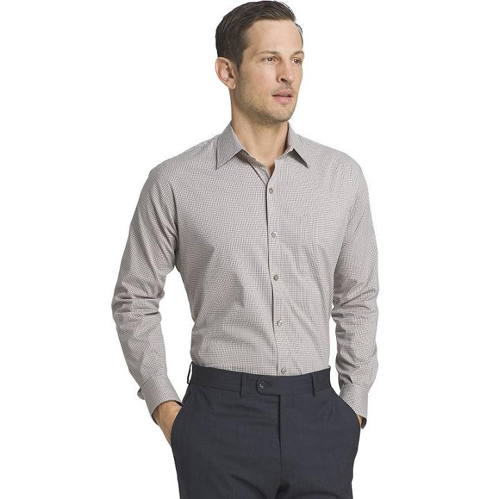 Men's Van Heusen Traveler Stretch Classic-fit No-iron Button-down Shirt, Size: Xxl, Med Beige