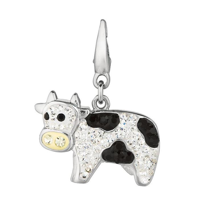 Sterling Silver Crystal Cow Charm, Girl's, Multicolor