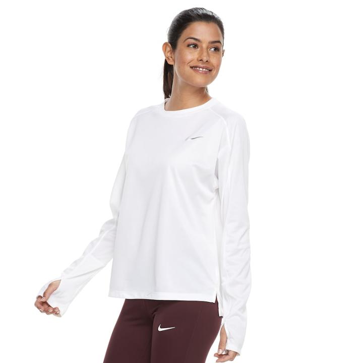 Women's Nike Pacer Long Sleeve Running Top, Size: Small, White