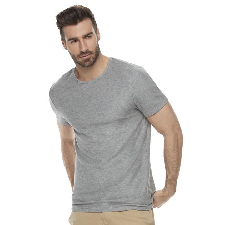 Men's Marc Anthony Slim-fit Luxury+ Textured Pique Tee, Size: Xl, Med Grey