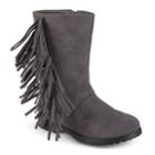 Journee Luzie Girls' Fringed Boots, Size: 2, Grey