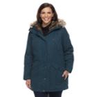 Plus Size Mo-ka Hooded Faux-fur Trim Anorak, Women's, Size: 2xl, Blue
