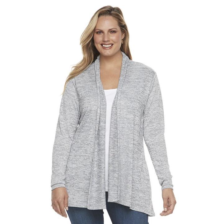 Plus Size Croft & Barrow&reg; Space-dye Open-front Cardigan, Women's, Size: 2xl, Blue Other